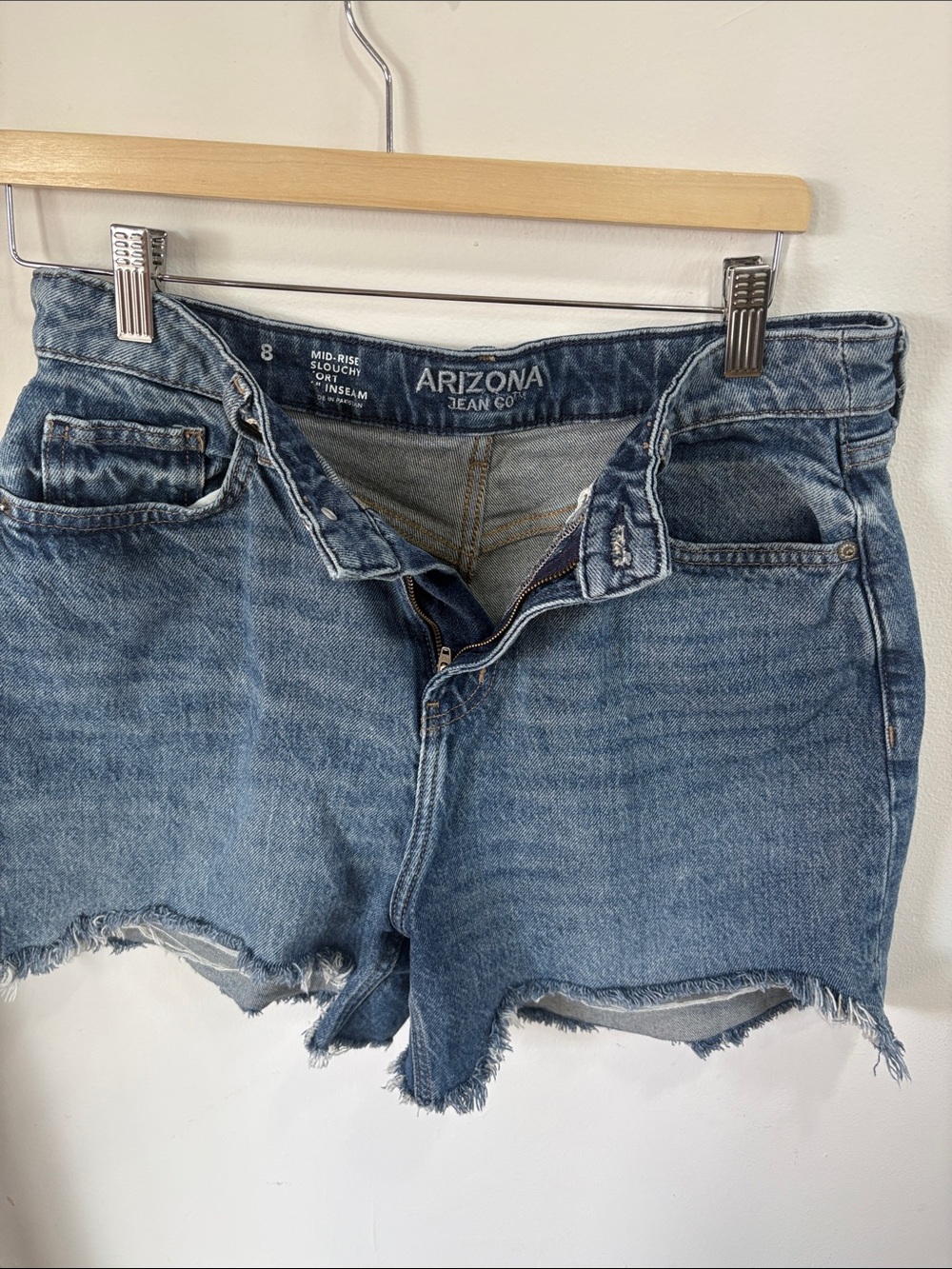 Arizona Jean Company Distressed Light Blue Denim Cutoff Shorts